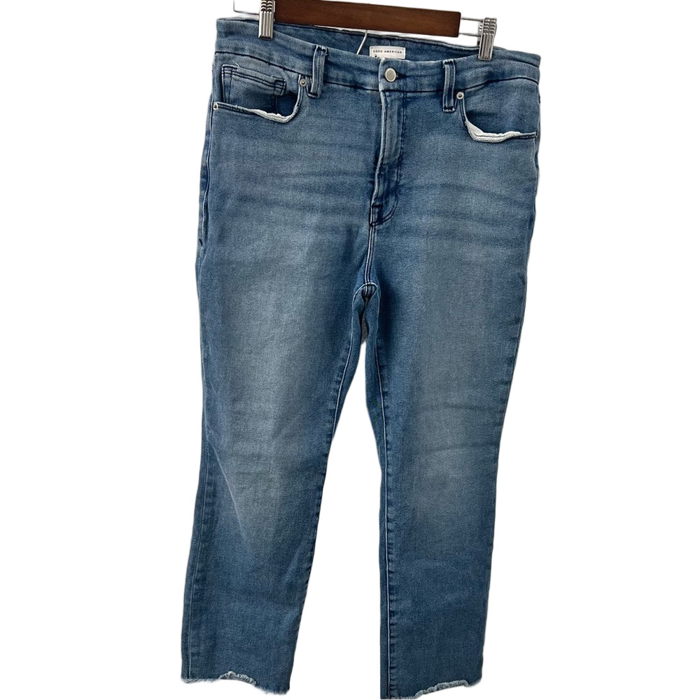Good American Blue Straight Leg Jeans 14/32